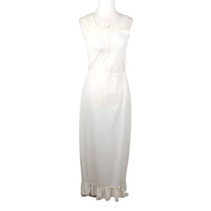 Vintage 70s Her Majesty cream white nylon maxi slip dress 14